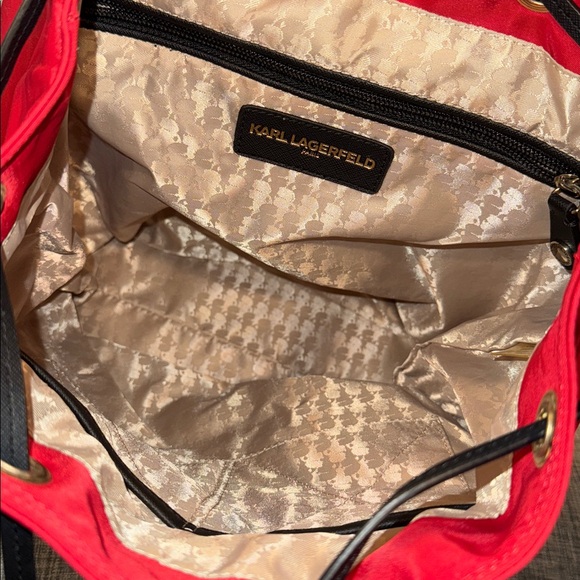 Karl Lagerfeld Backpack Red Black Nylon Bag - Picture 11 of 17